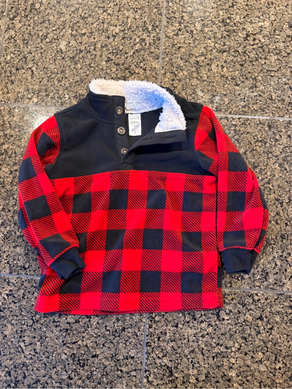 Carter's Red & Black Buffalo Plaid Sherpa Collar Pullover